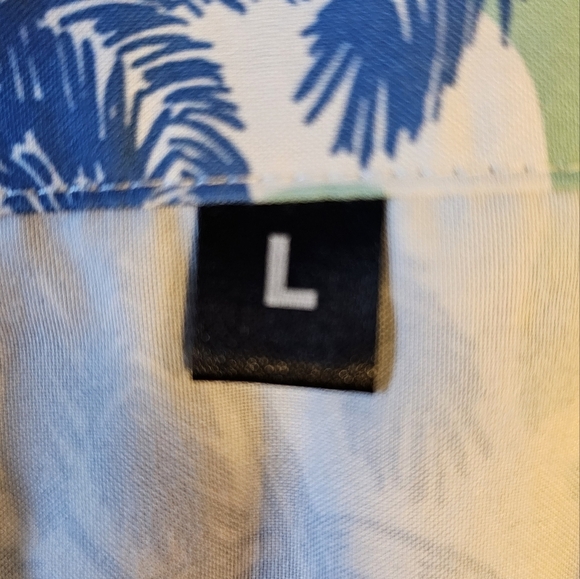 KYKU Men's Button Down Short Sleeve Tropical Hawaiian Shirt, Blue & Green, LARGE - Picture 8 of 10